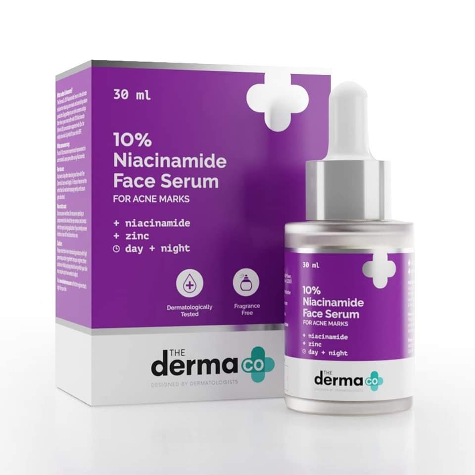 The Derma Co 10% Niacinamide  𝐅𝐚𝐜𝐞 𝐒𝐞𝐫𝐮𝐦 𝐅𝐨𝐫 𝐀𝐜𝐧𝐞 𝐌𝐚𝐫𝐤𝐬 & 𝐀𝐜𝐧𝐞 𝐏𝐫𝐨𝐧𝐞 𝐒𝐤𝐢𝐧