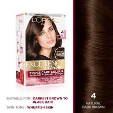 L'Oreal Paris Excellence Creme Hair Color, 4 Natural Dark Brown,(72 ml+100 gm)