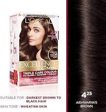 L'Oreal Paris Permanent Hair Colour, Radiant At-Home Hair Colour with up to 100% Grey Coverage, Pro-Keratin, Up to 8 Weeks of Colour, Excellence Crème, 4.25 Aishwarya'S Brown, 72ml+100g